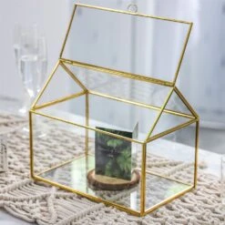Handmade Gold House Shape Glass Geometric Terrarium Card Wishwell Reception Box For Wedding Ceromony 25 Handmade Gold House Shape Glass Geometric Terrarium Card Wishwell Reception Box For Wedding Ceromony -Ncyp Garden Sale Shop product image 997415303