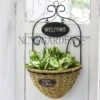 Pastoral Style Handmade Metalwork Wickerwork Basket Wall Hanging Planter For Home Garden Flower Pot